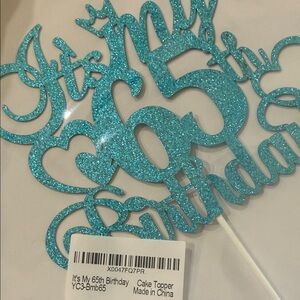 Blue Glitter 'It's My 65th Birthday' Cake Topper
